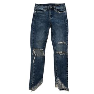 Blank NYC The Stanton Capri Jeans Faded Blue Skinny Size 27 Distressed Frayed